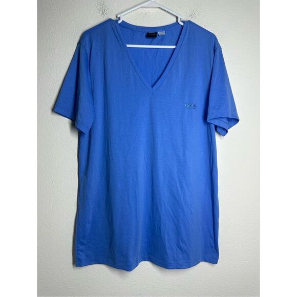 Hugo Boss V-Neck Blue Men’s T-shirt Size L - Picture 1 of 8